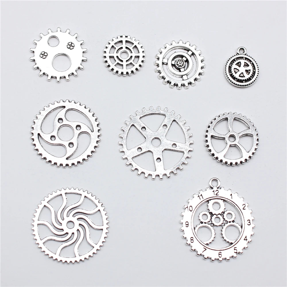 10 Stück Zahnrad-Charms mittlerer Größe für die Schmuckherstellung, mechanische Steampunk-Zahnräder und Zahnräder, DIY-Zubehör