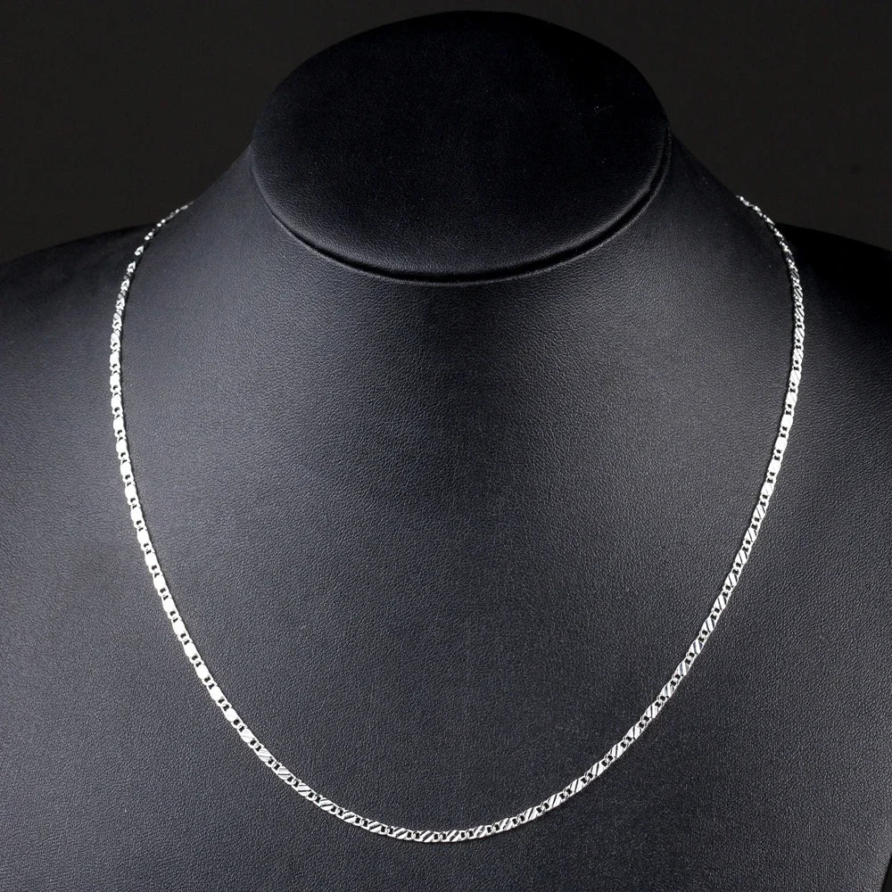 DOTEFFIL 925 Silber 16/18/20/22/24/26/28/30 Zoll 2mm Charme Kette Halskette Für Frauen Mann Mode Hochzeit Partei Schmuck