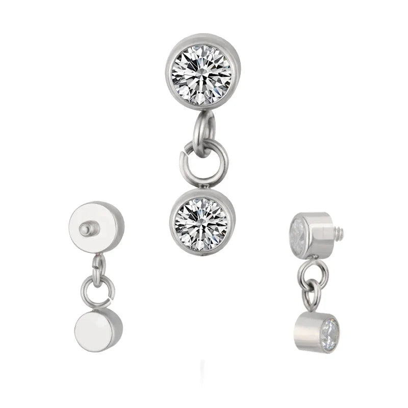 G23 Titan Ohrpiercing Anhänger Kette Ohrstecker mit CZ Top Labret Lippe Knorpel Unisex Ohrring Body Piercing Schmuck