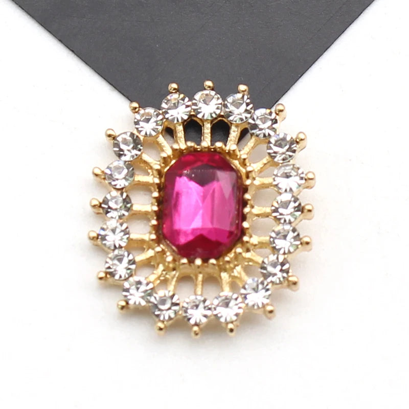 10 Stücke 17*20 MM Rechteckige Strass-Legierung Flache Unterseite Knöpfe DIY Handgefertigte Hochzeitskleid Schleife Kopfbedeckung Dekorative Accessoires