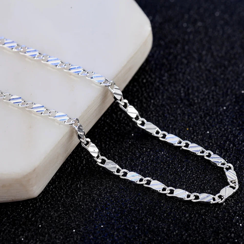 DOTEFFIL 925 Silber 16/18/20/22/24/26/28/30 Zoll 2mm Charme Kette Halskette Für Frauen Mann Mode Hochzeit Partei Schmuck