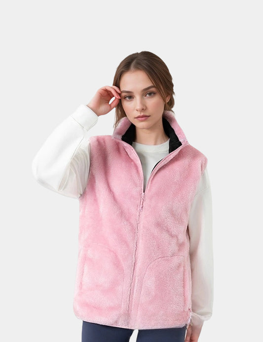 Women's Plush Heated Vest - Pink/Black/Green - veneshwear