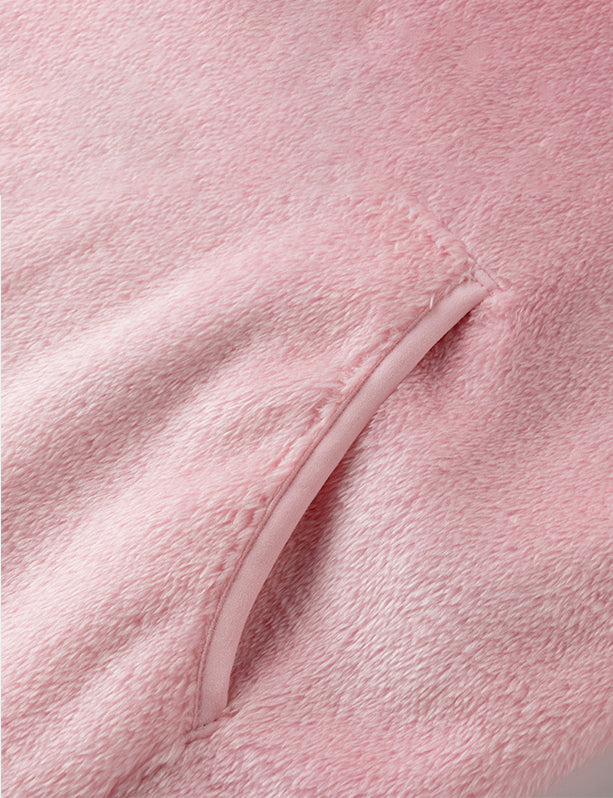 Women's Plush Hooded Heated Sweatshirt - Pink/Green/Black - veneshwear